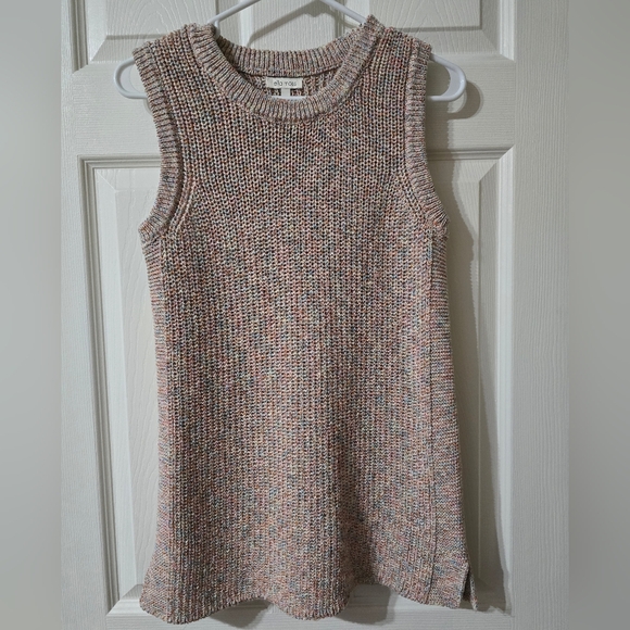 Ella Moss Sweaters - NWOT Ella Moss Cable Knit Sweater Tank Top/Vest, Tunic Length, Beige/Multicolor.